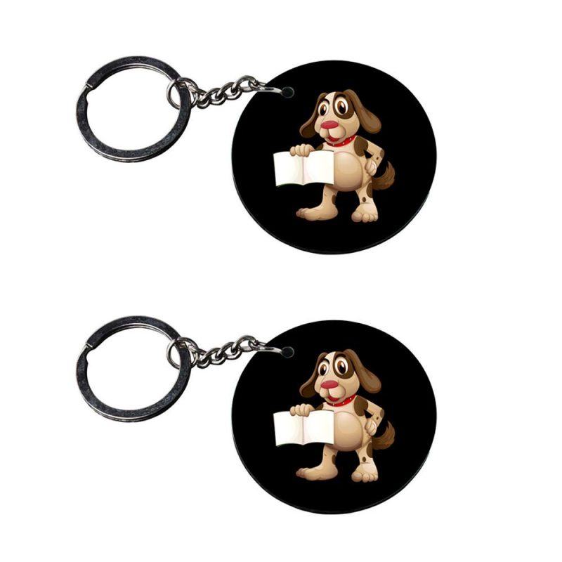 Crafty Worth | pug dog keychain | v keychain for bike customized keychain with photo Printed Wooden Keychain| Circle Shape Set of 2 keyrings 2x2 inch
