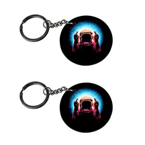 | Space men keychain | keychain joker customized keychain with photo Printed Wooden Keychain| Circle Shape Set of 2 keyrings 