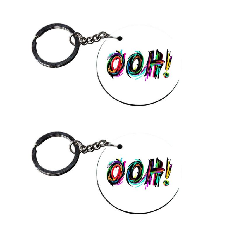 Round Ooh Quote Keychain Set
