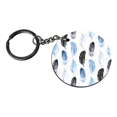Crafty Worth | feather keychain | keychains for girls customized keychain with photo Printed Wooden Keychain| Circle Shape Set of 2 keyrings 2×2 inch - alternate view