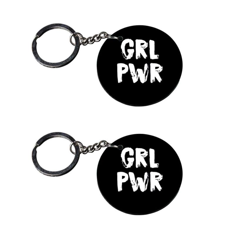 Personalized Grl Pwr Round Keychain Set
