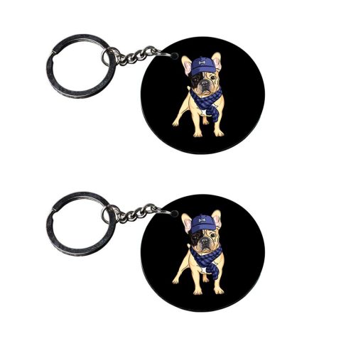 Crafty Worth | dog keychain for dog lovers | keychain for boys bike Printed Wooden Keychains | Circle Shape Set of 2 keyrings 2×2 inch