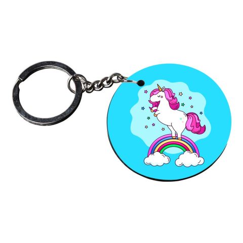 Crafty Worth | unicorn keychain for girls | keychain for wife customized keychain with photo Printed Wooden Keychain| Circle Shape Set of 2 keyrings 2×2 inch - alternate view