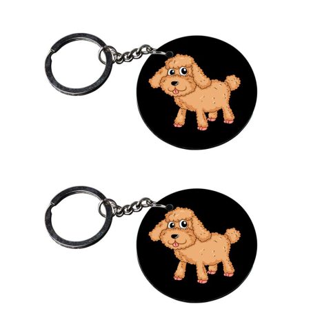 Crafty Worth | puppy dogs keychain | keychain for pouch girls Printed Wooden Keychains | Circle Shape Set of 2 keyrings 2×2 inch