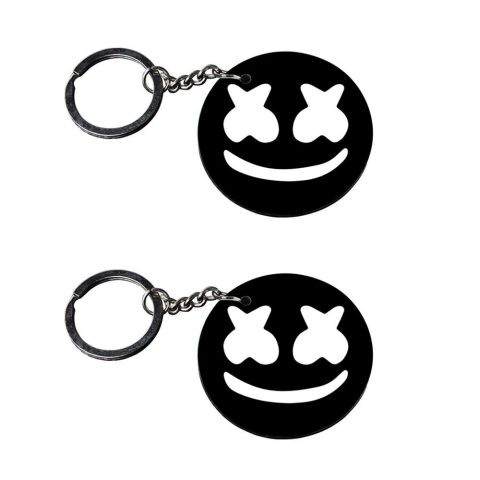 Crafty Worth | marshmallow X X Smilykeychain | p keychain for men customized keychain with photo Printed Wooden Keychain| Circle Shape Set of 2 keyrings 2×2 inch