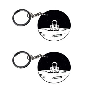 | astronaut keychain | keychain gun customized keychain with photo Printed Wooden Keychain| Circle Shape Set of 2 keyrings 2x