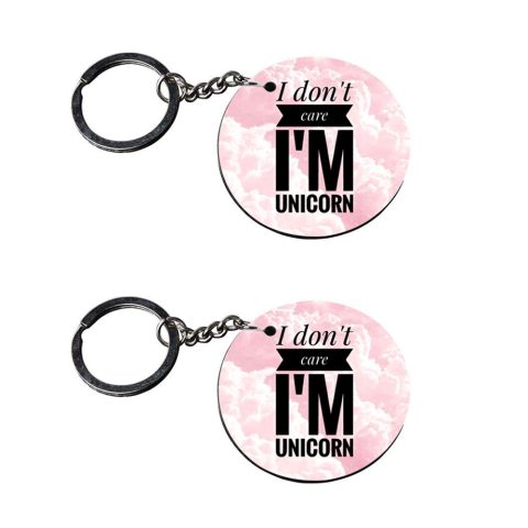 Crafty Worth | unicorn keychains for girls | keychain for girls customized keychain with photo Printed Wooden Keychain| Circle Shape Set of 2 keyrings 2×2 inch