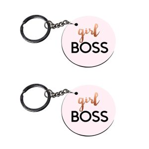 CraftyWorth | girls boss keychain | keychain for girls bike customized keychain with photo Printed Wooden Keychain| Circle Shape Set of 2 keyrings 2x2 inch