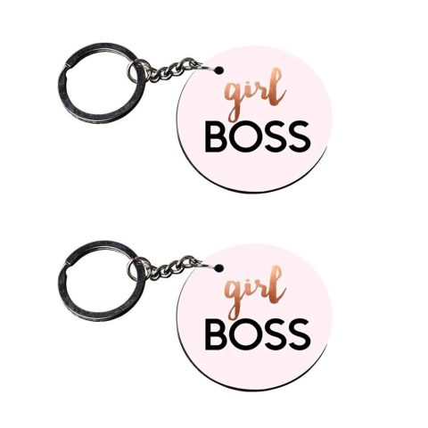 Crafty Worth | girls boss keychain | keychain for girls bike customized keychain with photo Printed Wooden Keychain| Circle Shape Set of 2 keyrings 2×2 inch