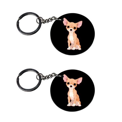 Crafty Worth | Dog keychain | keychain for mobile phone Printed Wooden Keychains | Circle Shape Set of 2 keyrings 2×2 inch