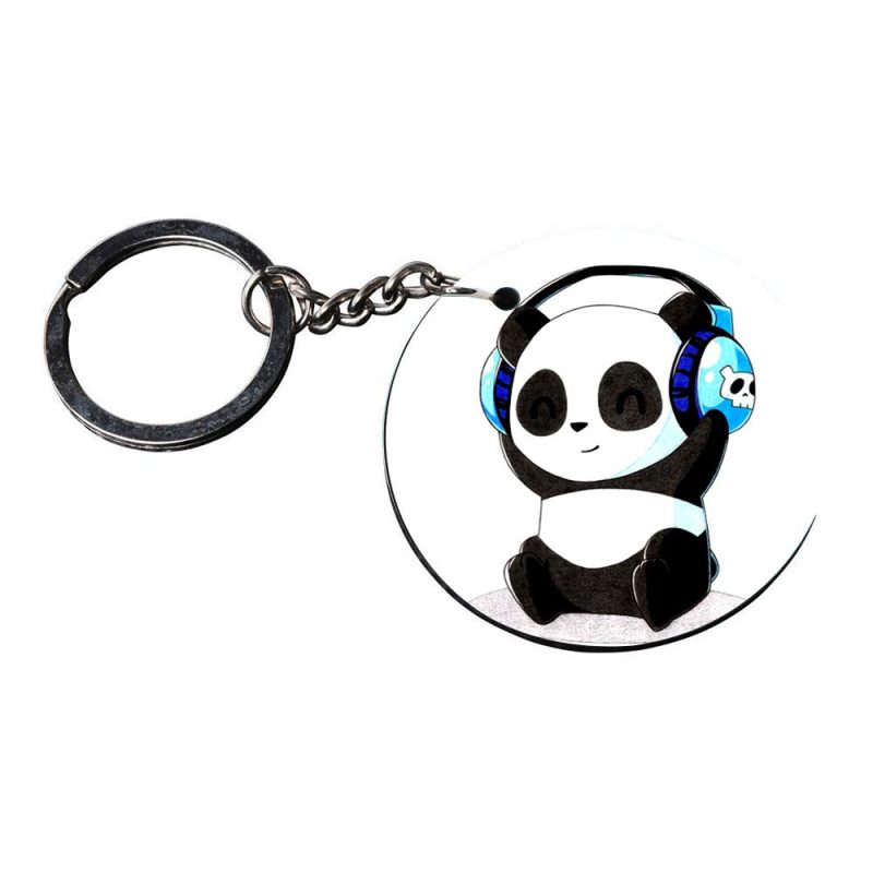 Cute Panda Music Lover Keychain