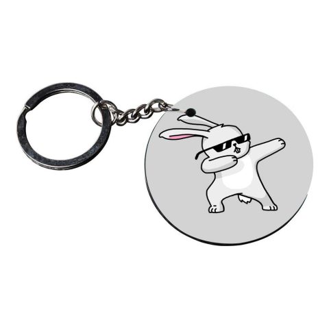 Crafty Worth | rabbit dab keychain | y keychain customized keychain with photo Printed Wooden Keychain| Circle Shape Set of 2 keyrings 2×2 inch - alternate view