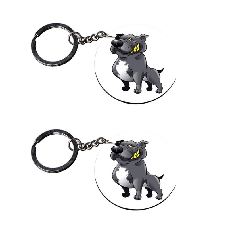 Grumpy Bulldog Graphic Round Keychain