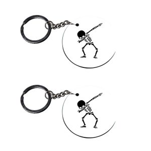 CraftyWorth | dog dab keychain | keychain 100 customized keychain with photo Printed Wooden Keychain| Circle Shape Set of 2 keyrings 2x2 inch