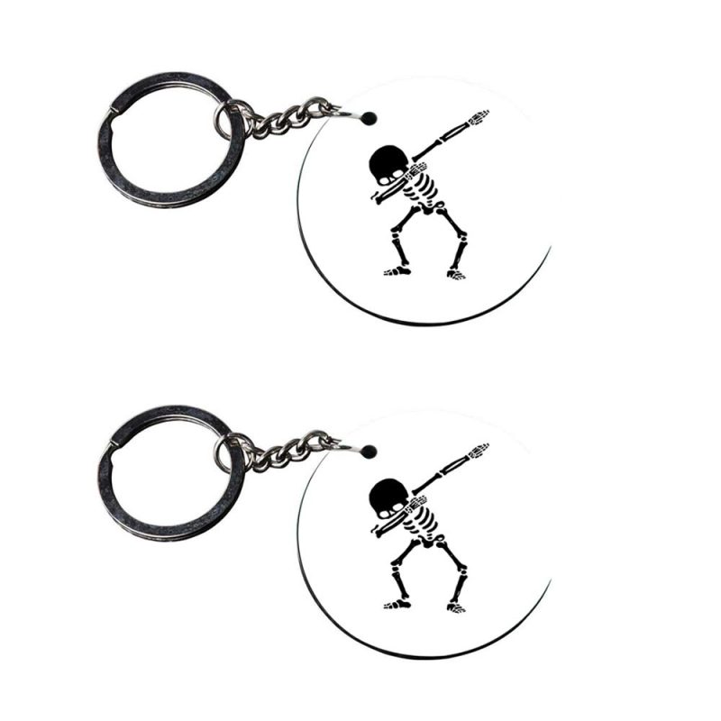 Crafty Worth | dog dab keychain | keychain 100 customized keychain with photo Printed Wooden Keychain| Circle Shape Set of 2 keyrings 2x2 inch