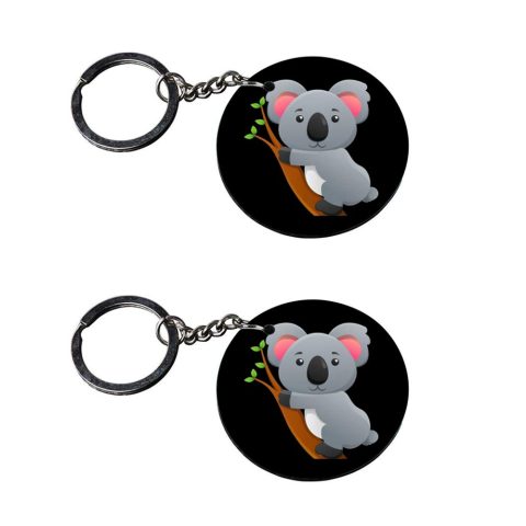 Crafty Worth | panda key chains | keychain for bike customized keychain with photo Printed Wooden Keychain| Circle Shape Set of 2 keyrings 2×2 inch