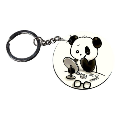 Crafty Worth | panda doll keychain | keychain 46 customized keychain with photo Printed Wooden Keychain| Circle Shape Set of 2 keyrings 2×2 inch - alternate view