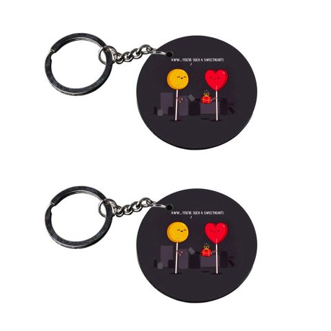 Crafty Worth | heart keychain for love | keychain for car customized keychain with photo Printed Wooden Keychain| Circle Shape Set of 2 keyrings 2×2 inch