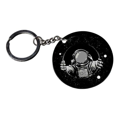 Crafty Worth | Space men keychain | keychain id card holder customized keychain with photo Printed Wooden Keychain| Circle Shape Set of 2 keyrings 2×2 inch - alternate view