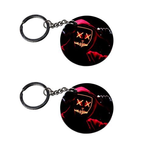 Crafty Worth | X X smily marshmallow keychain | keychain of krishna customized keychain with photo Printed Wooden Keychain| Circle Shape Set of 2 keyrings 2×2 inch