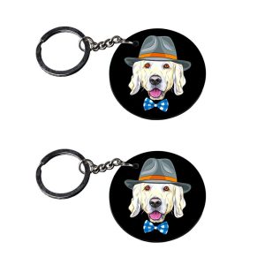CraftyWorth | puppy dogs keychain | n keychain for bike customized keychain with photo Printed Wooden Keychain| Circle Shape Set of 2 keyrings 2x2 inch