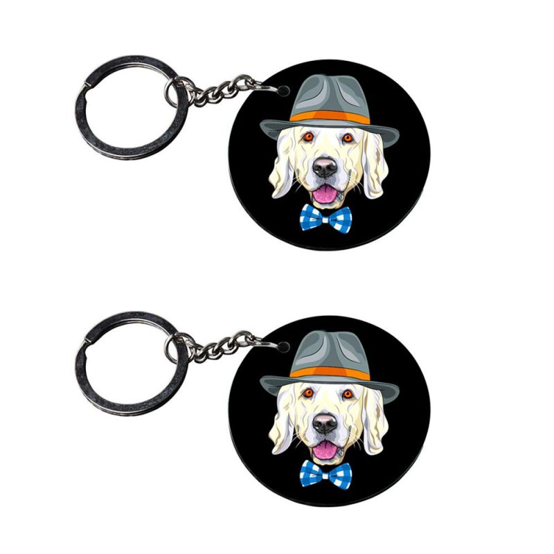 Crafty Worth | puppy dogs keychain | n keychain for bike customized keychain with photo Printed Wooden Keychain| Circle Shape Set of 2 keyrings 2x2 inch