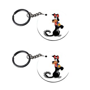 CraftyWorth | puppy dogs keychain | keychain for bike customized keychain with photo Printed Wooden Keychain| Circle Shape Set of 2 keyrings 2x2 inch