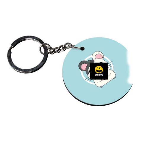 Crafty Worth | Sunday | keychain for ladies customized keychain with photo Printed Wooden Keychain| Circle Shape Set of 2 keyrings 2×2 inch - alternate view