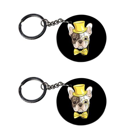 Crafty Worth | dog tag keychain | keychain for kpop Printed Wooden Keychains | Circle Shape Set of 2 keyrings 2×2 inch