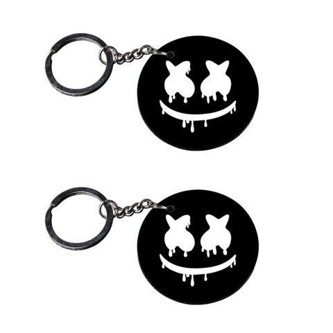 Crafty Worth | marshmallow keychain | keychain pouch customized keychain with photo Printed Wooden Keychain| Circle Shape Set of 2 keyrings 2×2 inch