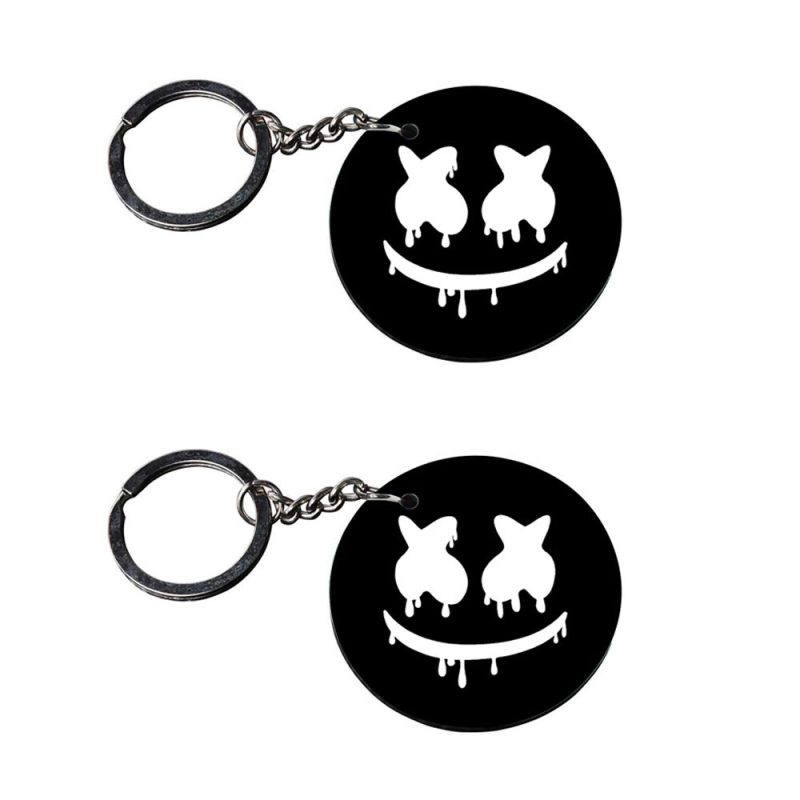Round Marshmello DJ Face Keychain