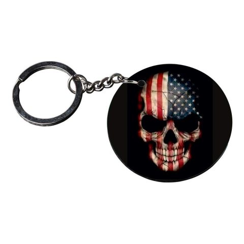 Crafty Worth | american flag keychains | c keychain for door opening customized keychain with photo Printed Wooden Keychain| Circle Shape Set of 2 keyrings 2×2 inch - alternate view