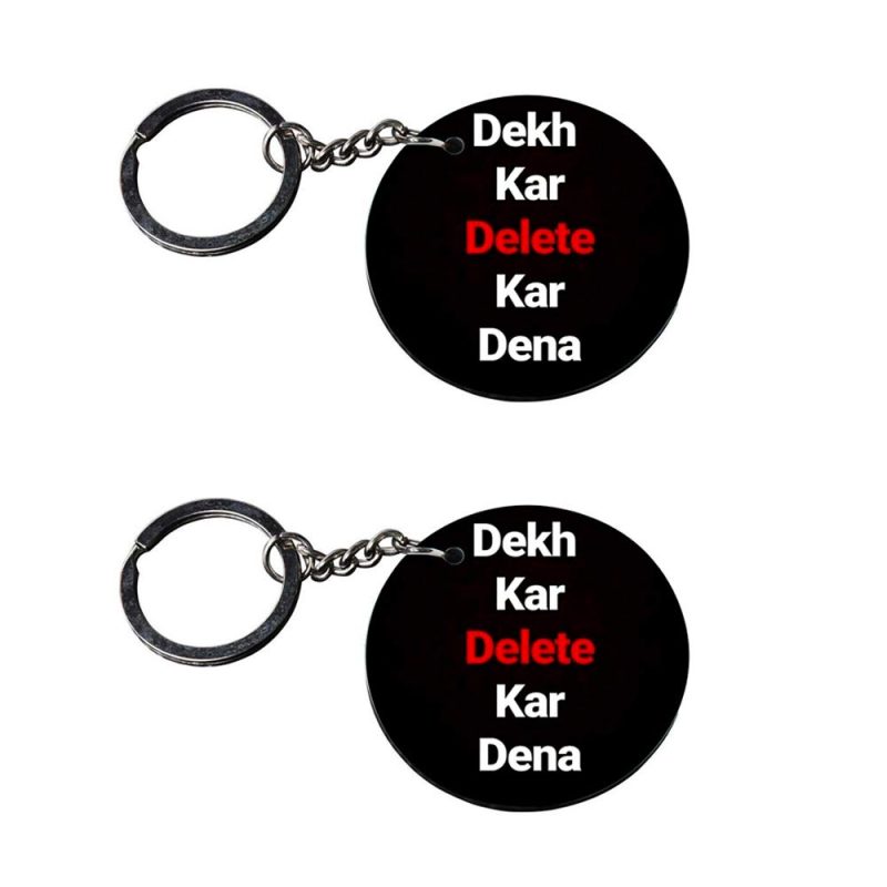 Round Funny Quote Wooden Keychain Set