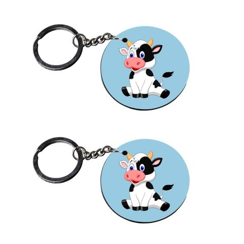Crafty Worth | animal key chains | keychain for bike customized keychain with photo Printed Wooden Keychain| Circle Shape Set of 2 keyrings 2×2 inch