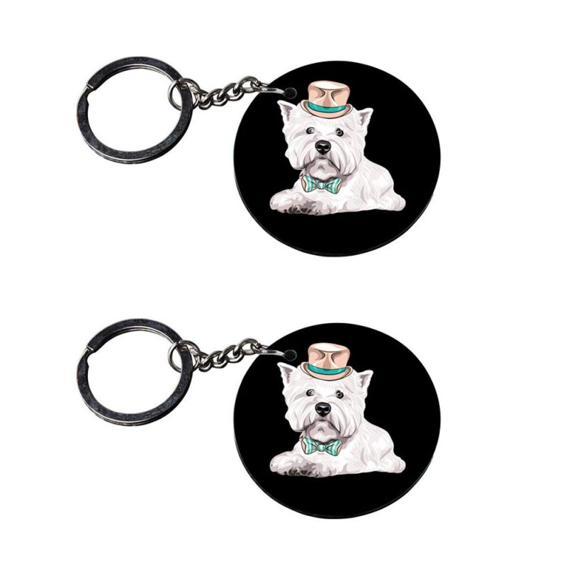 Dapper Westie Dog Round Keychain