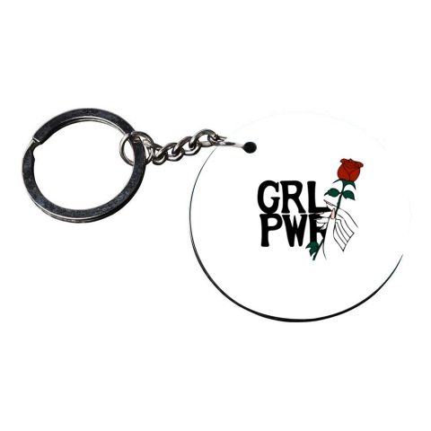 Crafty Worth | keychain girls power | keychain for bike customized keychain with photo Printed Wooden Keychain| Circle Shape Set of 2 keyrings 2×2 inch - alternate view
