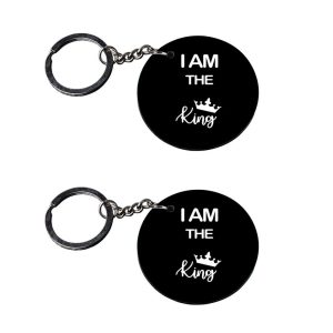 | king keychains for boys | keychain making kit customized keychain with photo Printed Wooden Keychain| Circle Shape Set of 2