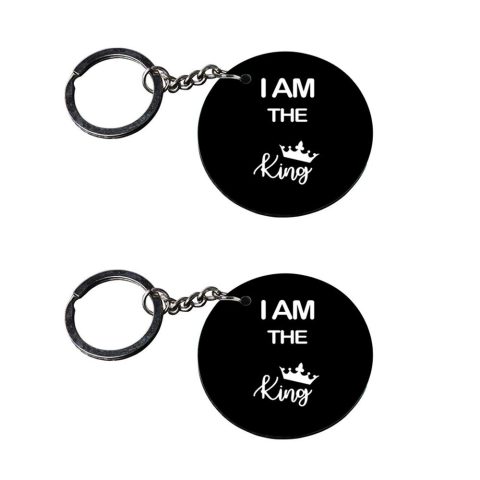 Crafty Worth | king keychains for boys | keychain making kit customized keychain with photo Printed Wooden Keychain| Circle Shape Set of 2 keyrings 2×2 inch