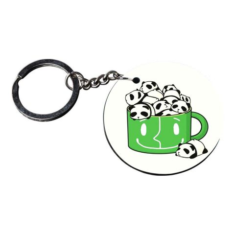 Crafty Worth | panda keychain for girls | keychain 3 in 1 customized keychain with photo Printed Wooden Keychain| Circle Shape Set of 2 keyrings 2×2 inch - alternate view