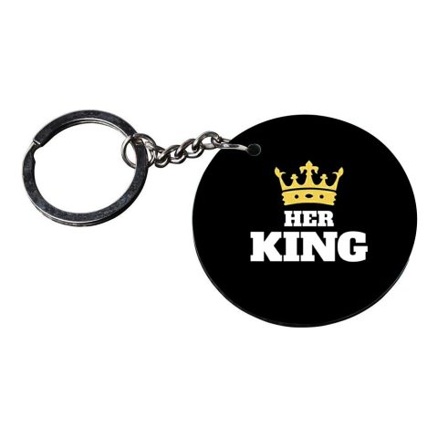 Crafty Worth | her king keychain | m keychain for bike customized keychain with photo Printed Wooden Keychain| Circle Shape Set of 2 keyrings 2×2 inch - alternate view