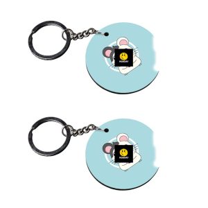 CraftyWorth | Monday | keychain for men bike customized keychain with photo Printed Wooden Keychain| Circle Shape Set of 2 keyrings 2x2 inch