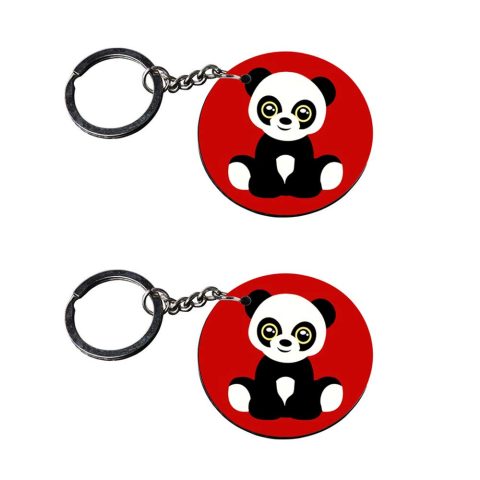 Crafty Worth | panda keychain soft | 3 keychains customized keychain with photo Printed Wooden Keychain| Circle Shape Set of 2 keyrings 2×2 inch