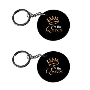 | queen keychains for girls | keychain for bike customized keychain with photo Printed Wooden Keychain| Circle Shape Set of 2