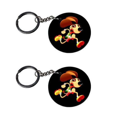 Crafty Worth | Dog keychain | keychain for men bike Printed Wooden Keychains | Circle Shape Set of 2 keyrings 2×2 inch