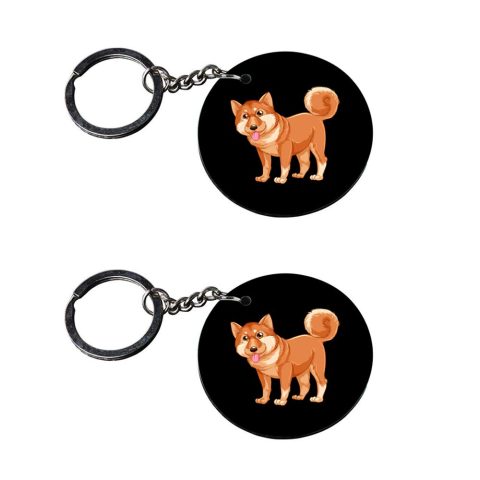 Crafty Worth | puppy dogs keychain | keychain for men customized keychain with photo Printed Wooden Keychain| Circle Shape Set of 2 keyrings 2×2 inch