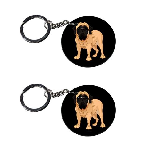 Crafty Worth | dog keychain for girls | keychain for toyota car Printed Wooden Keychains | Circle Shape Set of 2 keyrings 2×2 inch