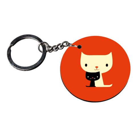 Crafty Worth | cat eye keychain | a keychain for bike customized keychain with photo Printed Wooden Keychain| Circle Shape Set of 2 keyrings 2×2 inch - alternate view