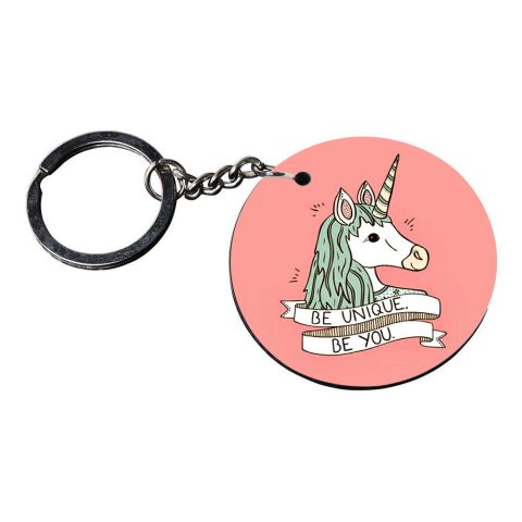Crafty Worth | unicorn metal keychain | keychain for bike customized keychain with photo Printed Wooden Keychain| Circle Shape Set of 2 keyrings 2×2 inch - alternate view
