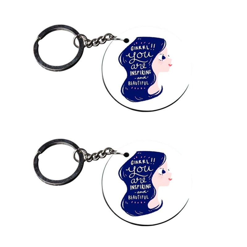 Inspiring Quote Round Wooden Keychain