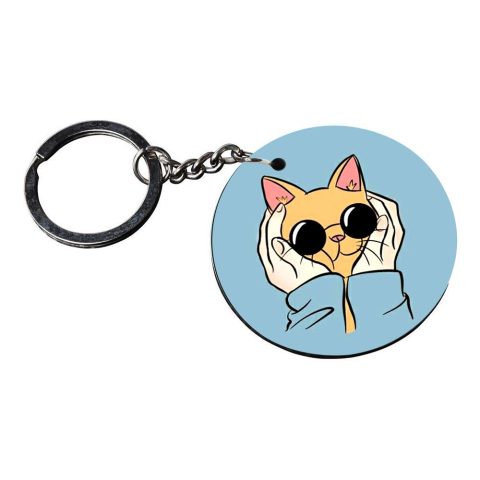 Crafty Worth | cat keychain | keychain for car customized keychain with photo Printed Wooden Keychain| Circle Shape Set of 2 keyrings 2×2 inch - alternate view